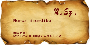 Mencz Szendike névjegykártya